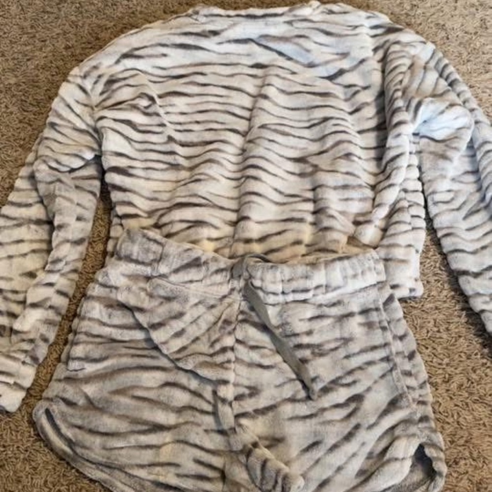 Hippie Rose Gray and White Zebra Print Pajama Set